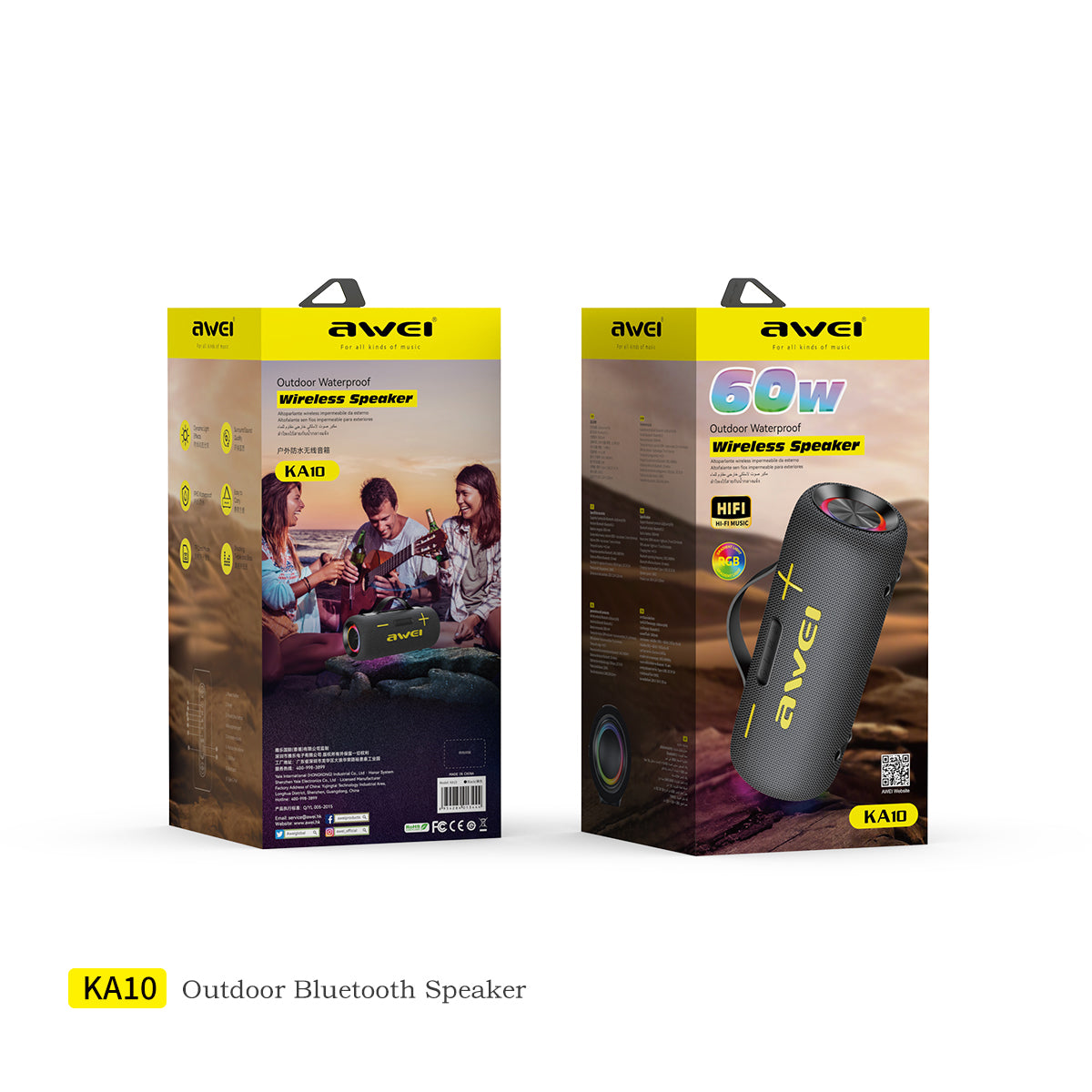 Awei KA10 扬声器(低音灯,最大功率40W,双音频连接)