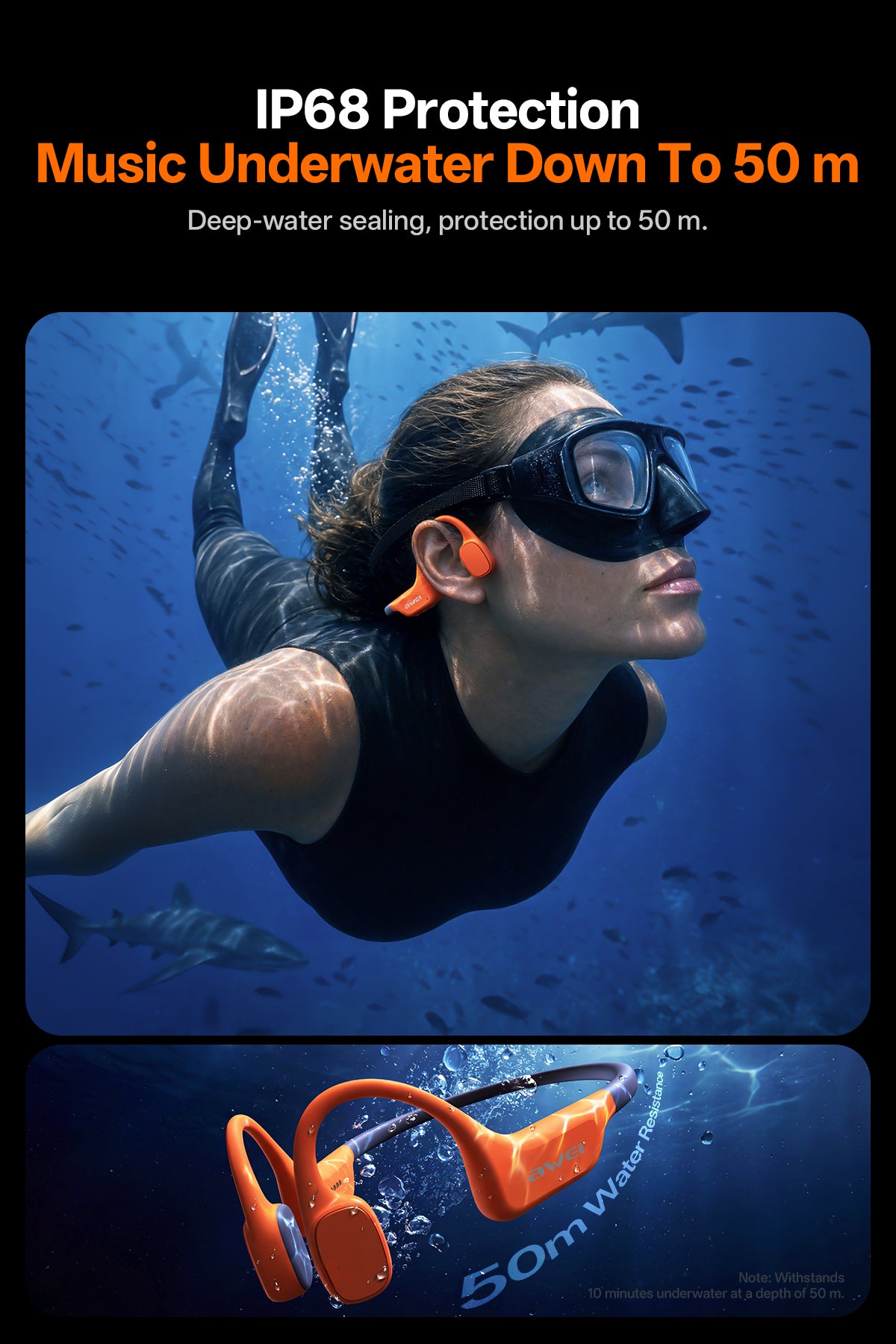 Awei Aeroswim S100 耳机（32GB，IP68 防水泳用）
