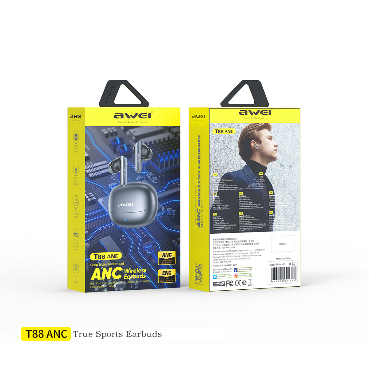 AWEI T88 主动降噪 AI 耳机（AI 翻译，ENC 双降噪）