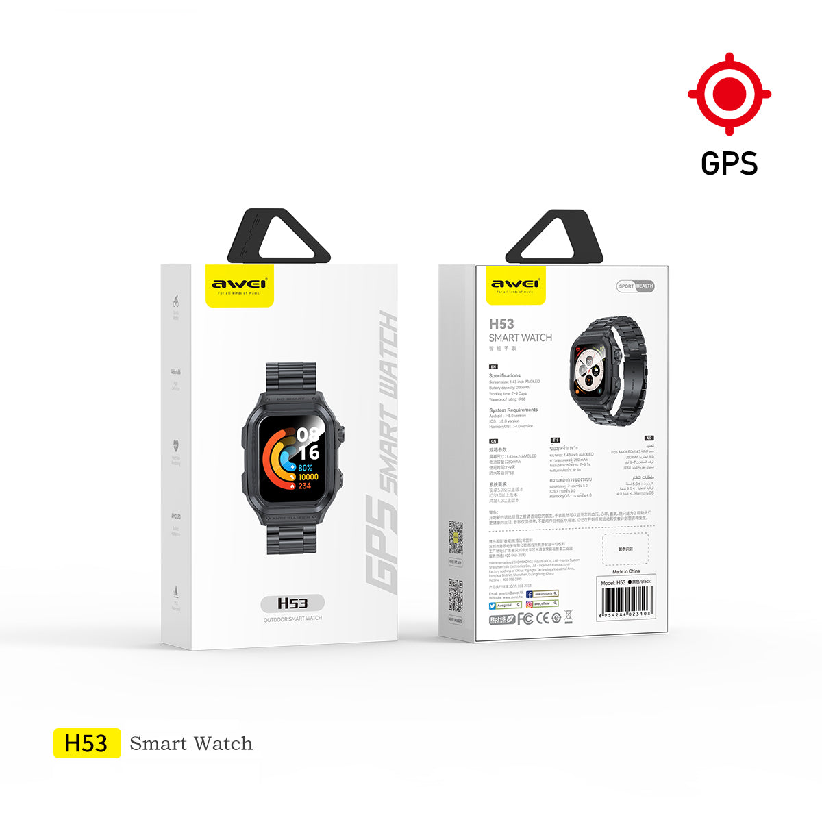 Awei H53智能手表（GPS运动，心率）