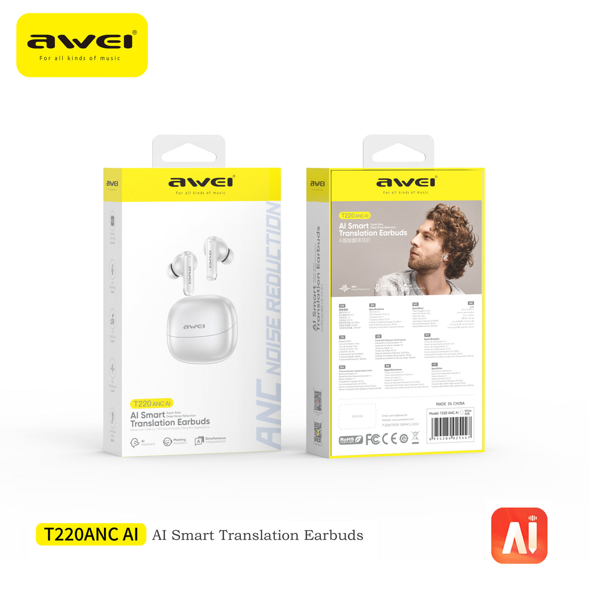 Awei T220 主动降噪耳机（Al Library，主动降噪，双模）