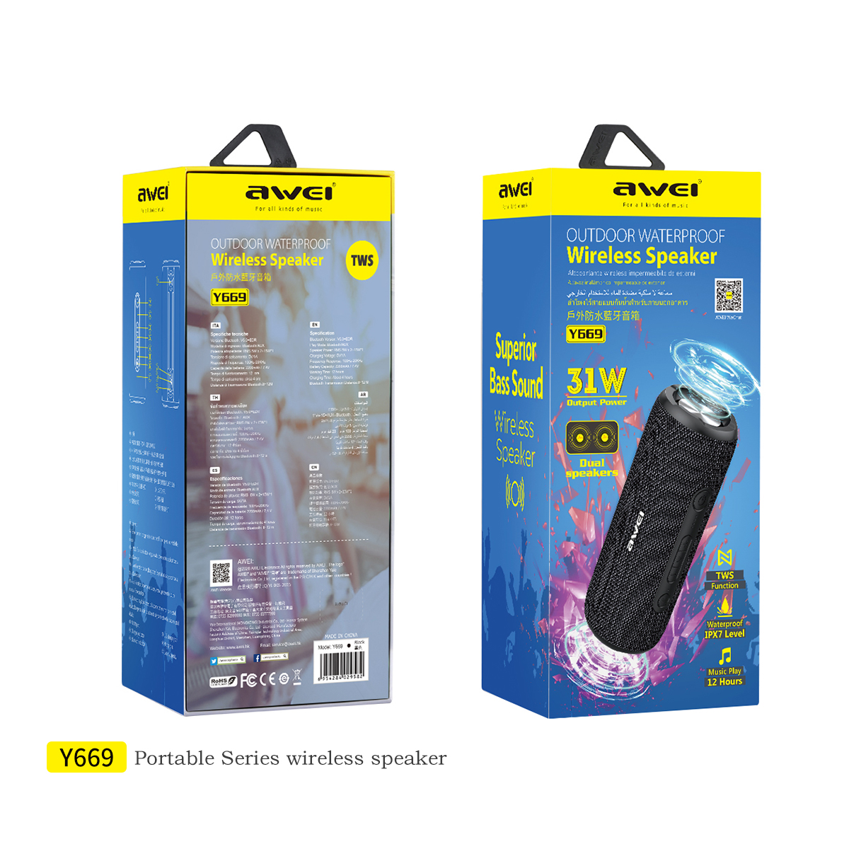 Awei Y669 扬声器（防水保护，户外防坠）